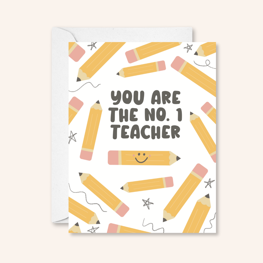 No. 1 Pencil Teacher Sticker Card