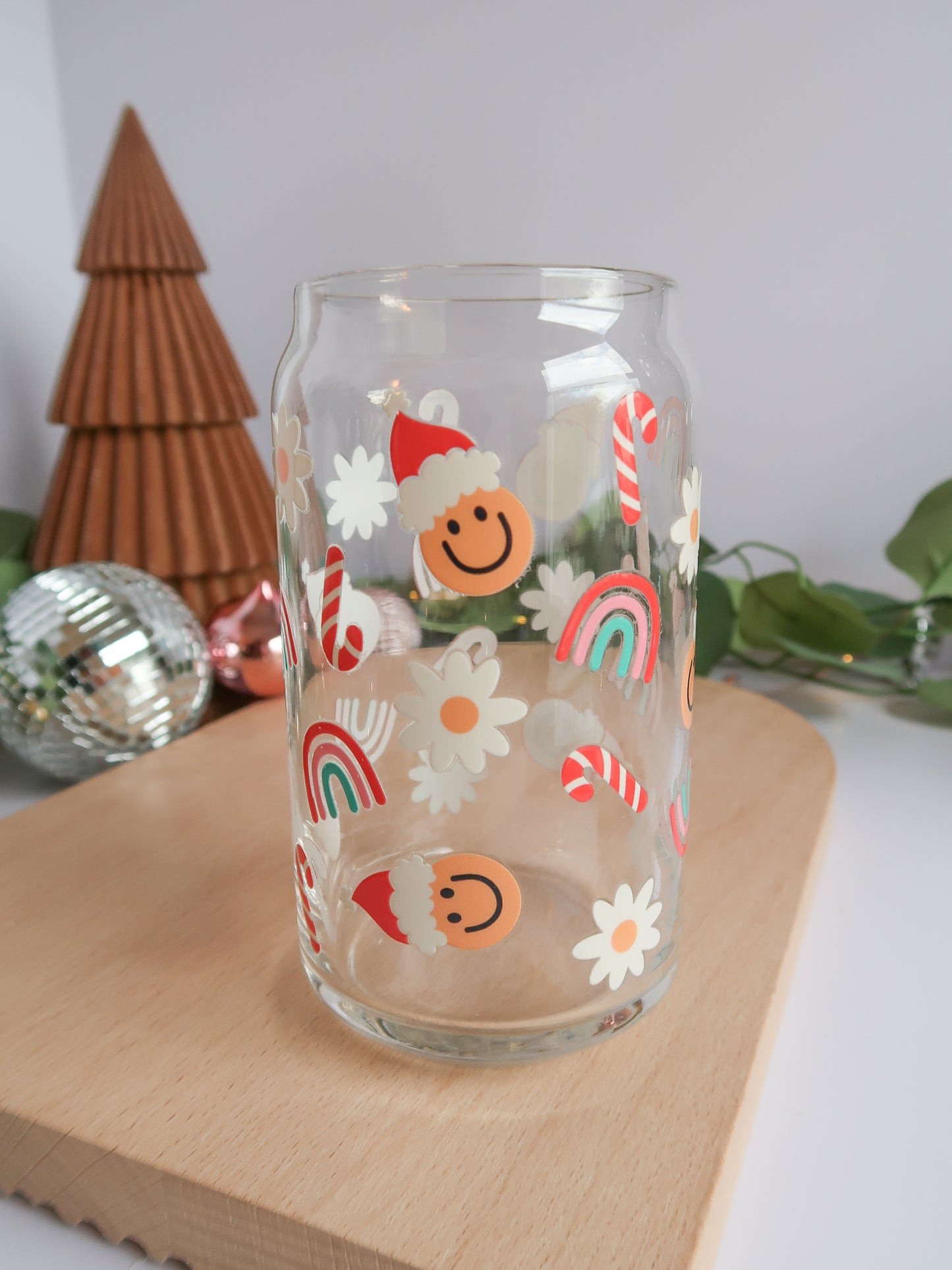 Groovy Christmas Glass Cup