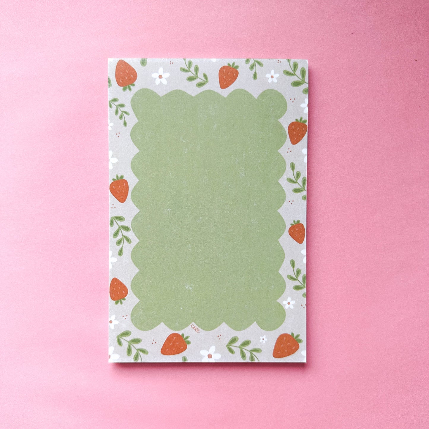 Strawberry Notes Notepad 4x6"