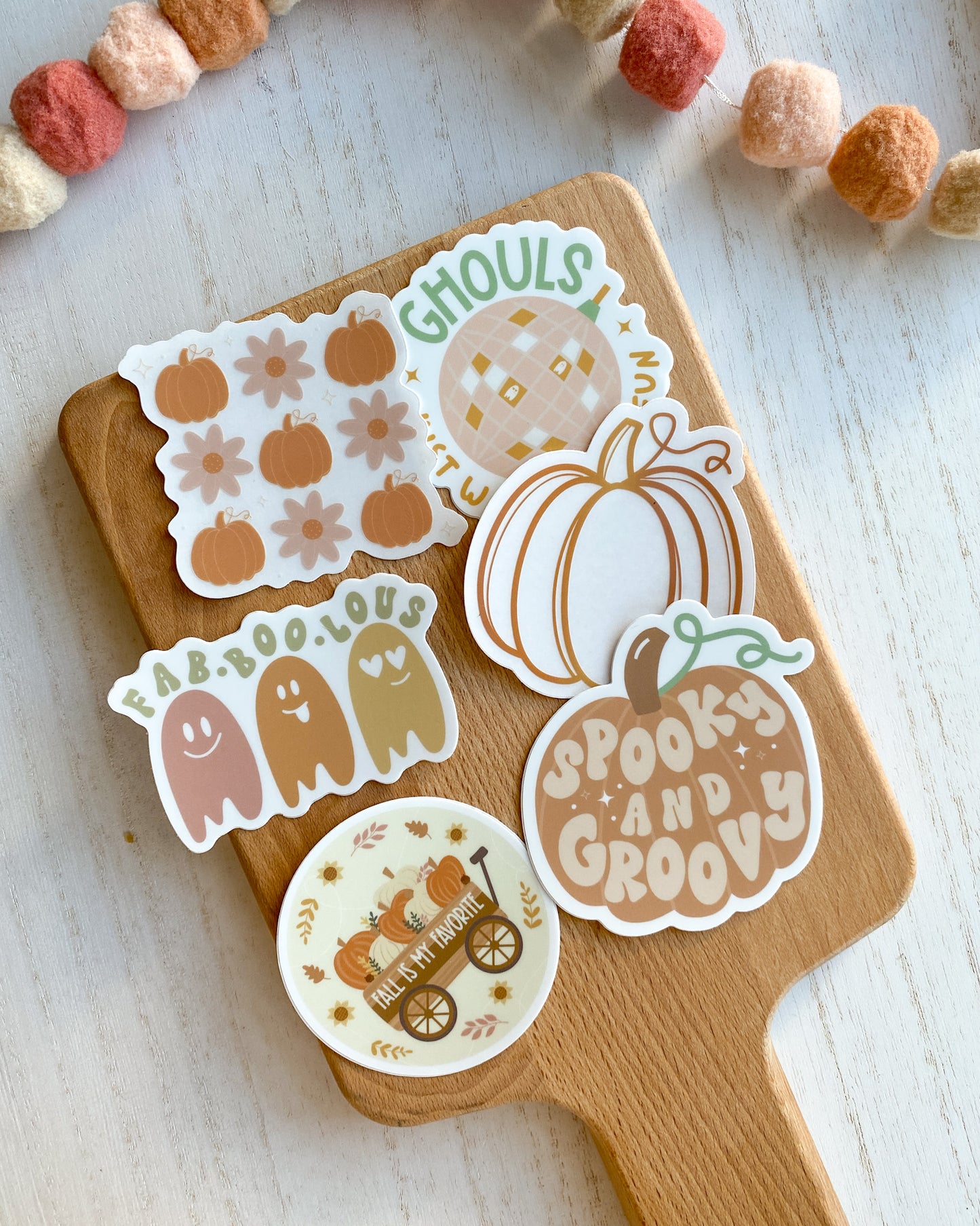 Pumpkin and Flower Pattern Fall Sticker