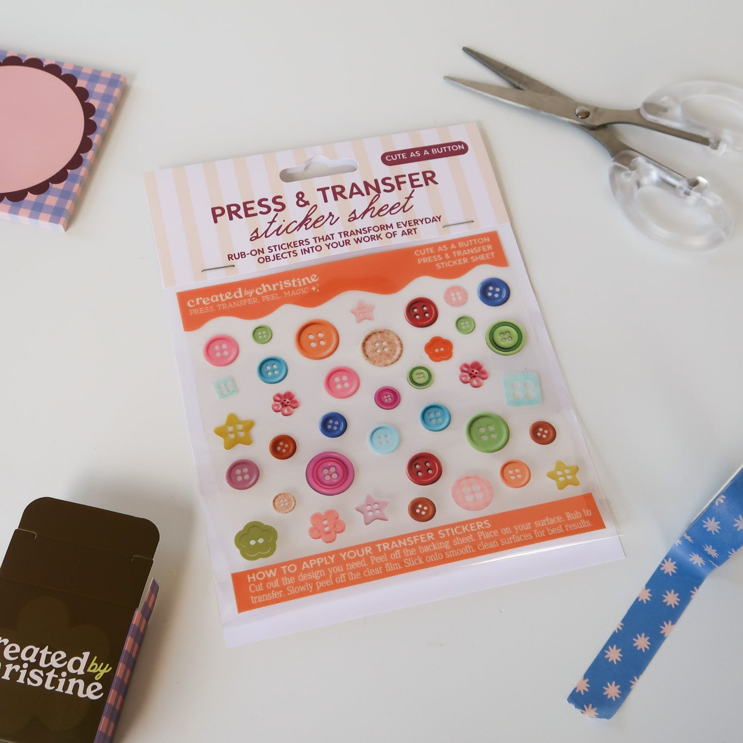 Cute As A Button Transfer Sticker Sheet
