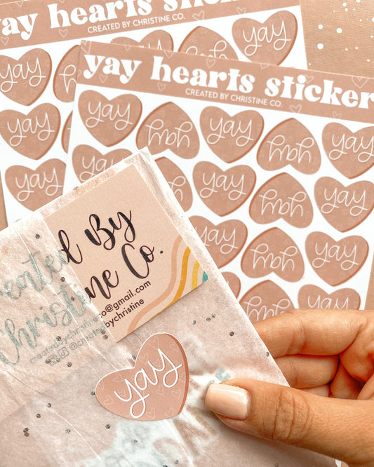 YAY Hearts Valentine Packaging Sticker Sheet