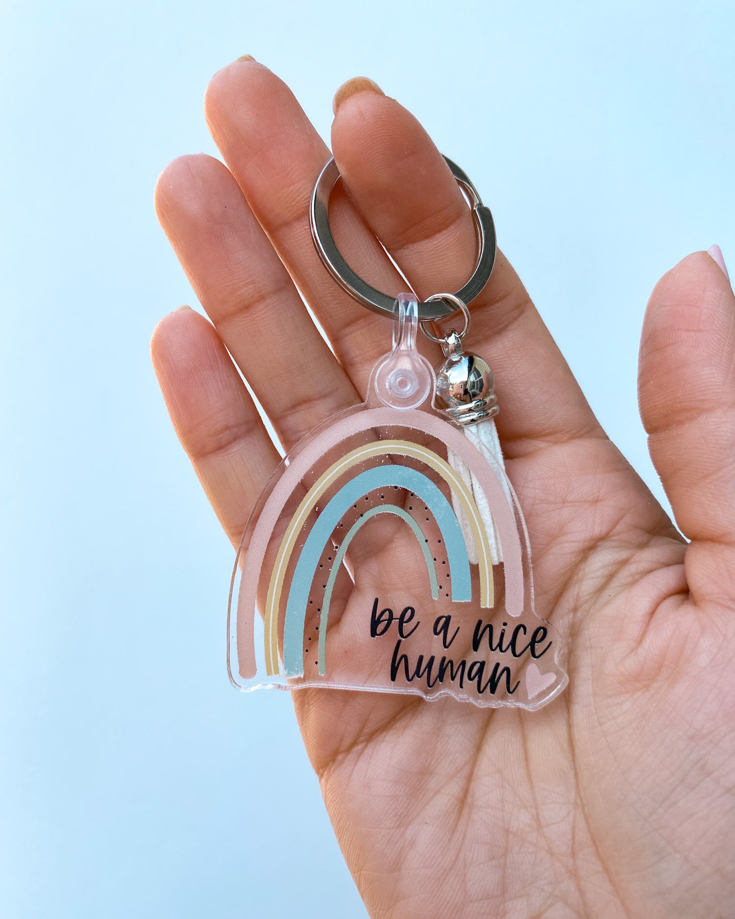Be a Nice Human Rainbow Keychain