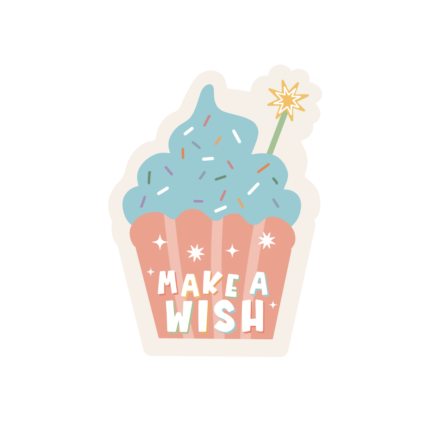 Birthday Wish Cupcake Sticker