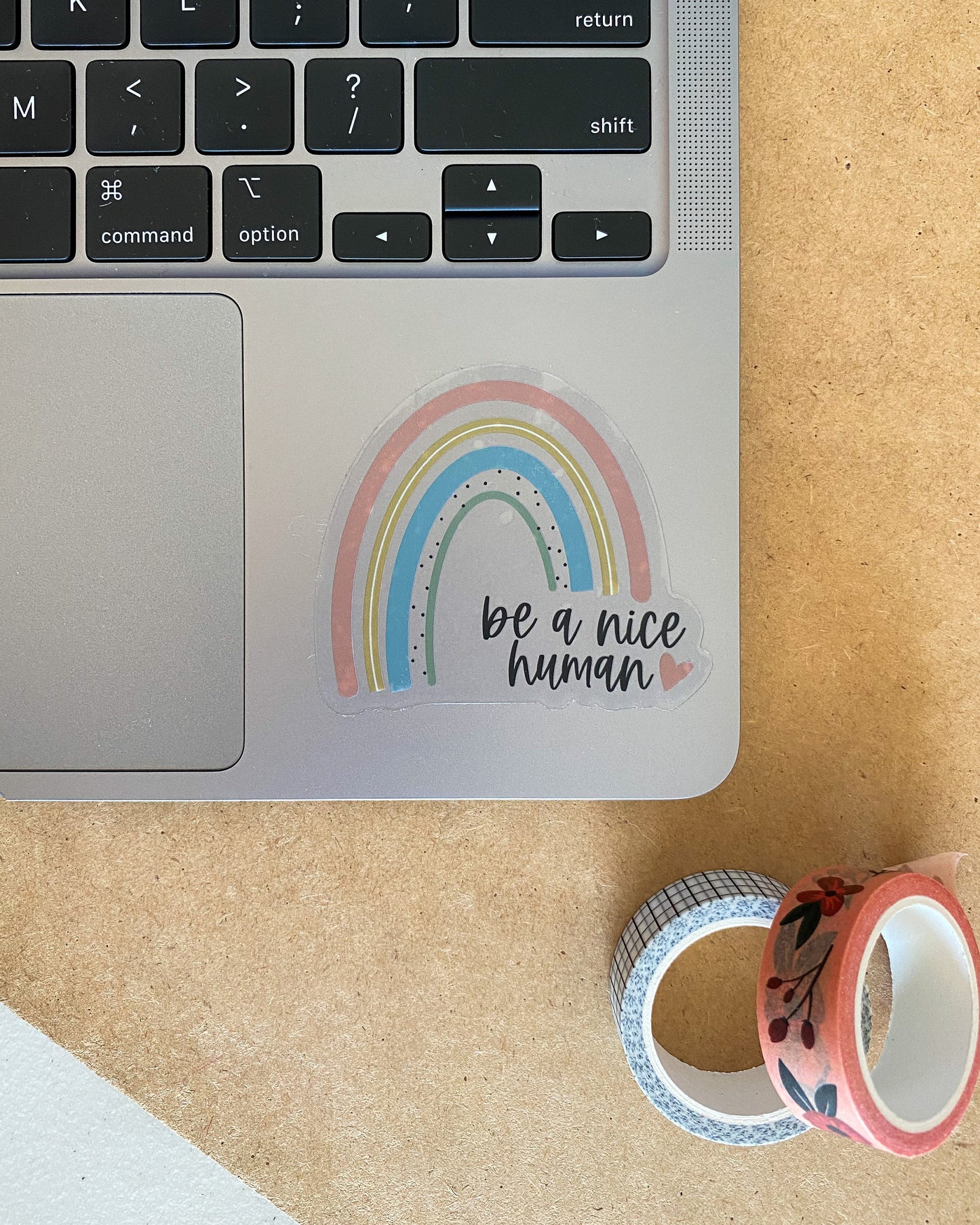 Be A Nice Human Rainbow Sticker Clear
