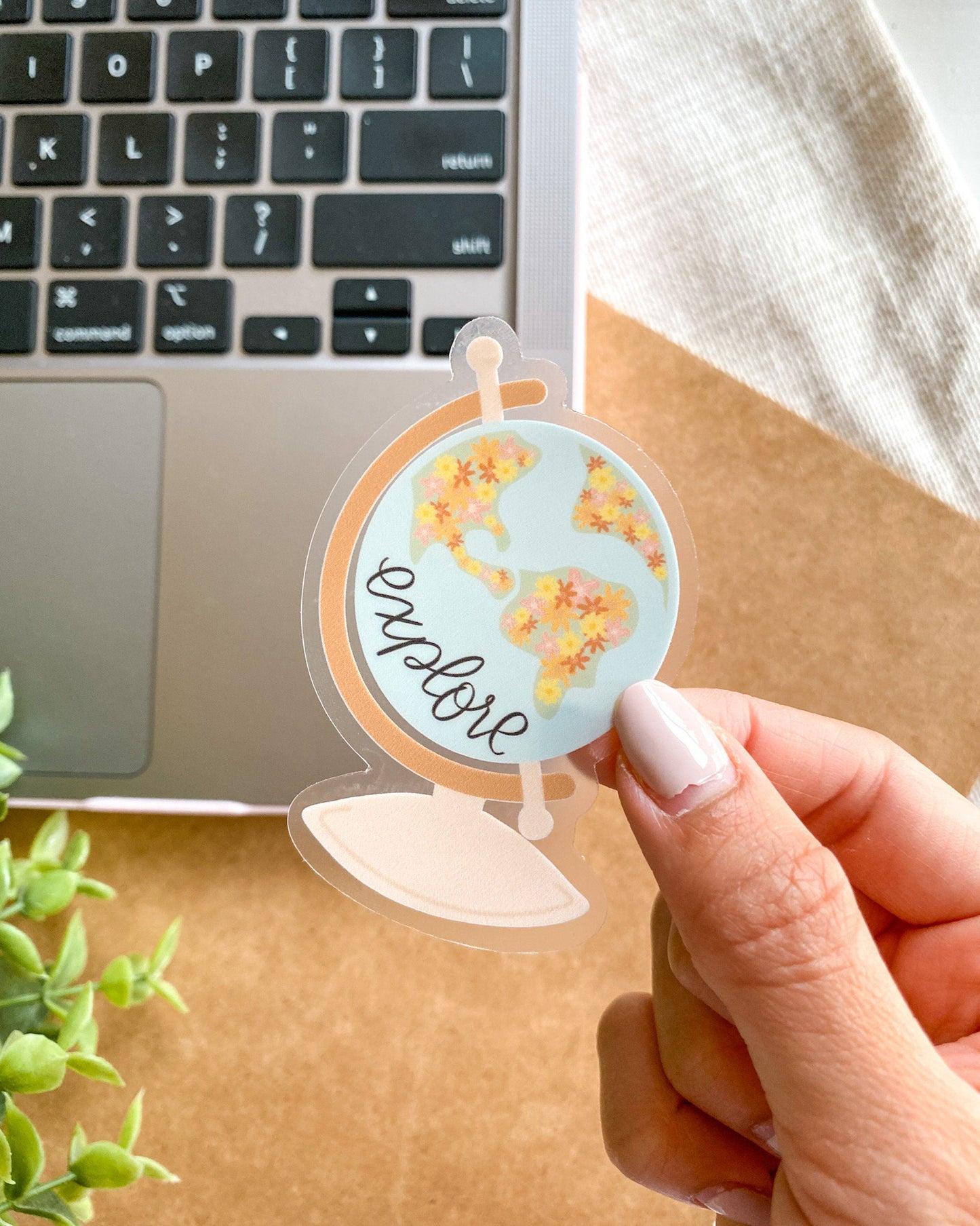 Globe Floral Sticker - Clear