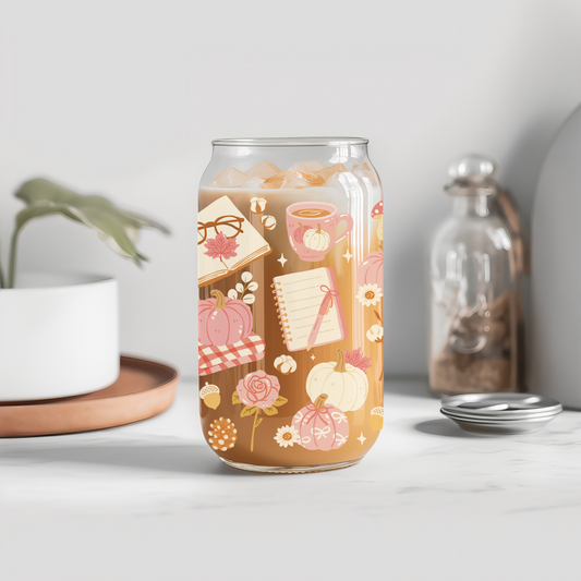 Cozy Fall Glass Cup