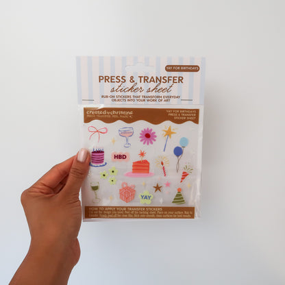 Yay For Birthdays Transfer Sticker Sheet