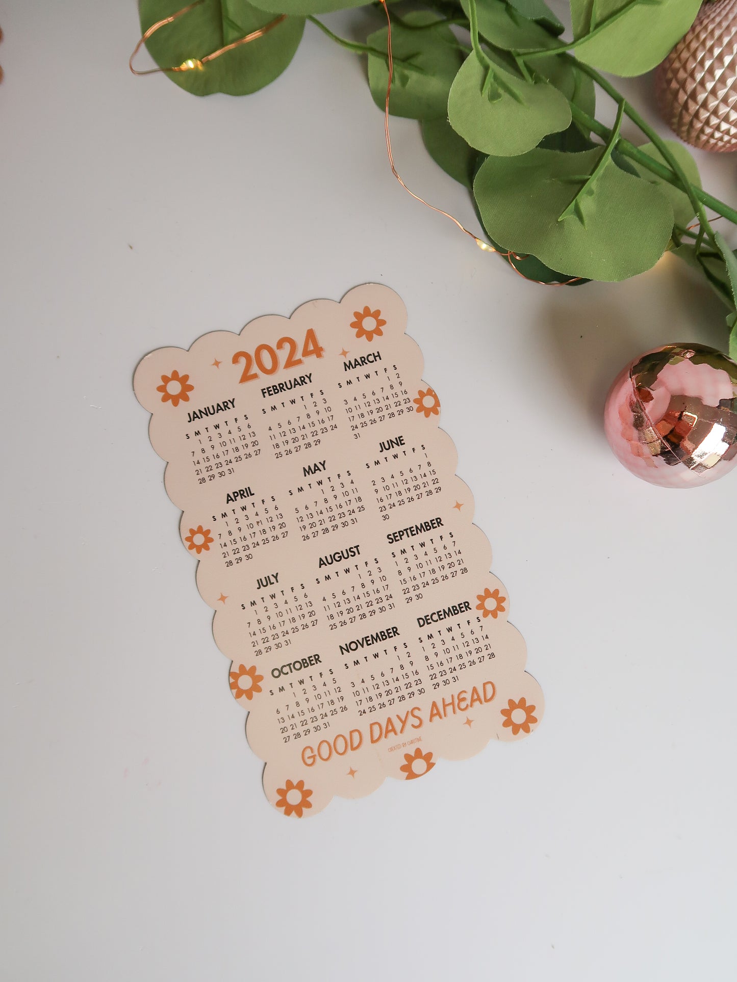 2024 Magnetic Calendar | 12-Month Fridge Calendar