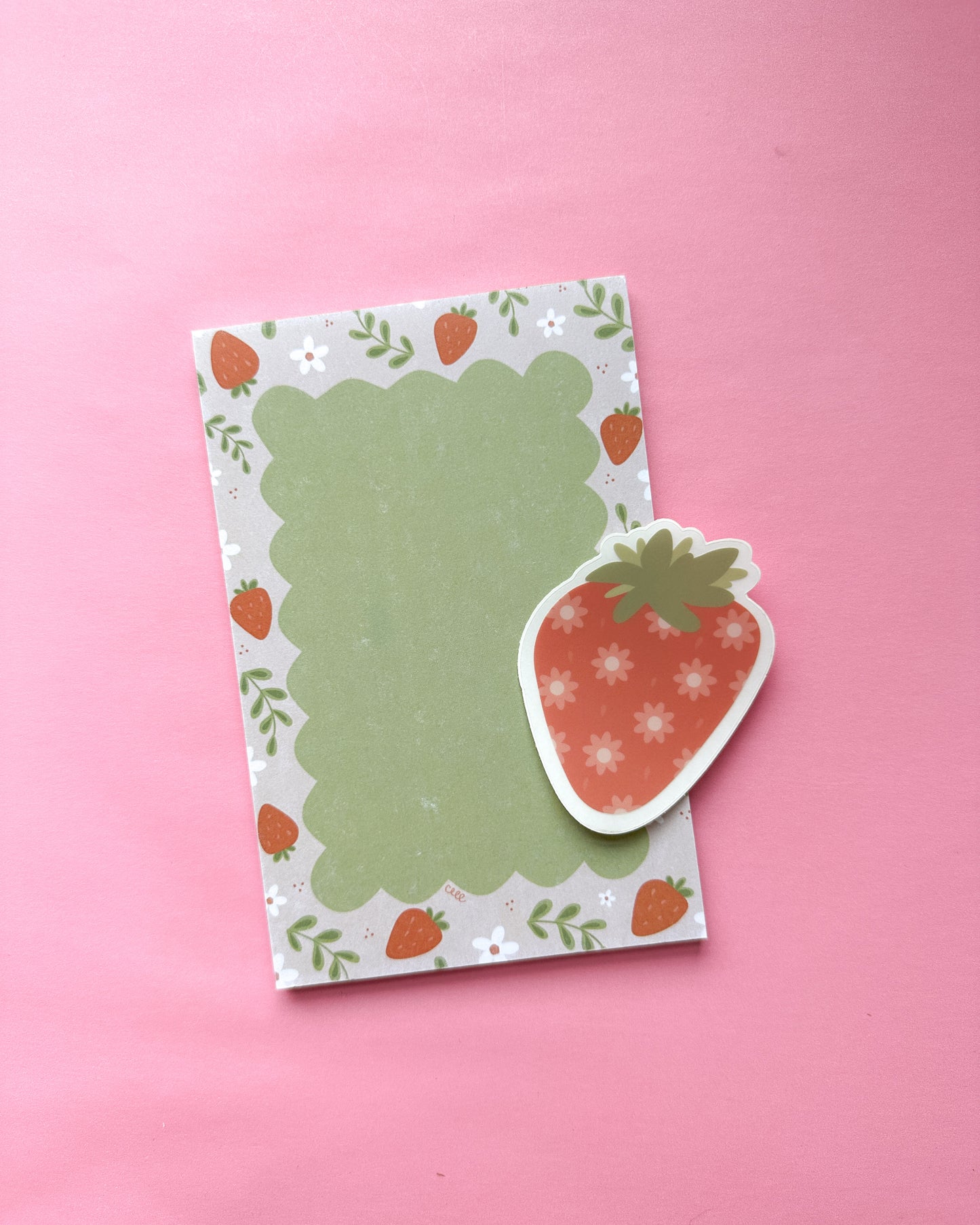 Strawberry Notes Notepad 4x6"