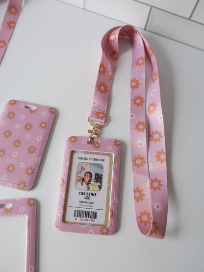 Sunset Bouquet Card Holder and Lanyard