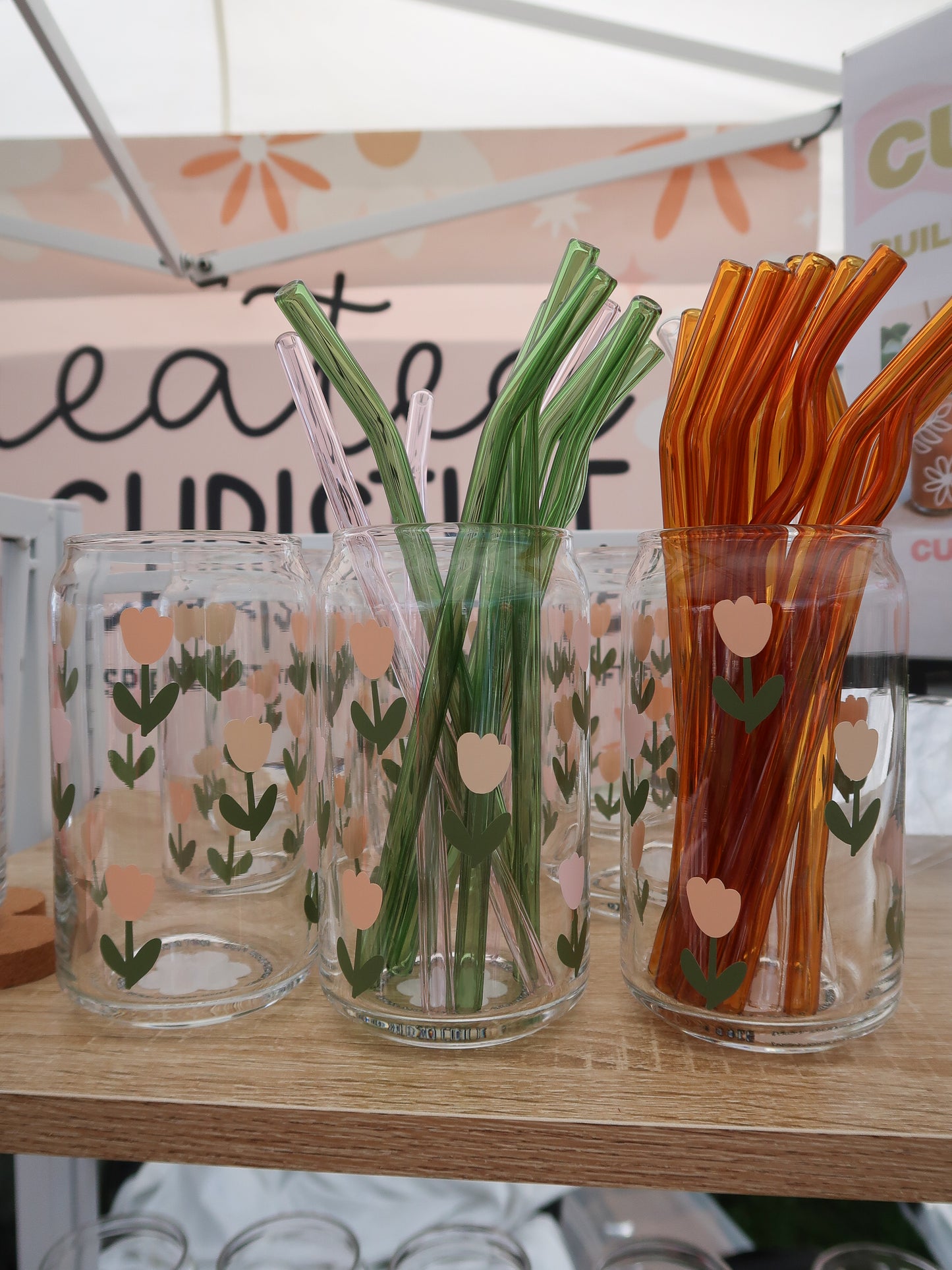 Tulip Garden Glass Can Cup