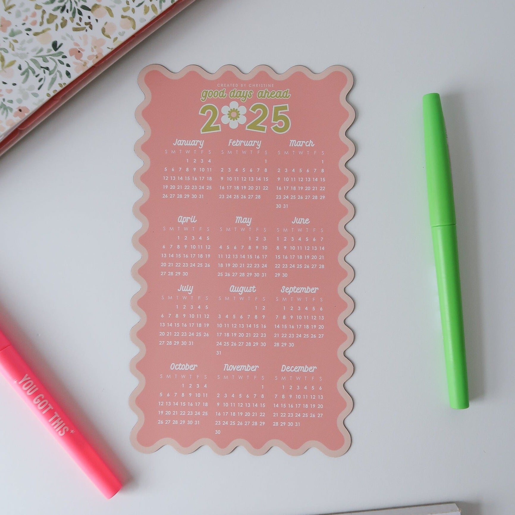 2025 Magnetic Calendar | 12-Month Fridge Calendar