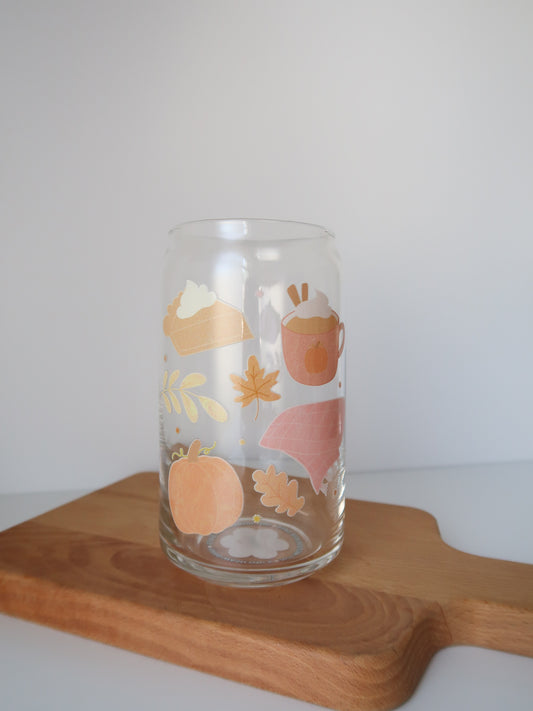 Cozy Fall Glass Cup