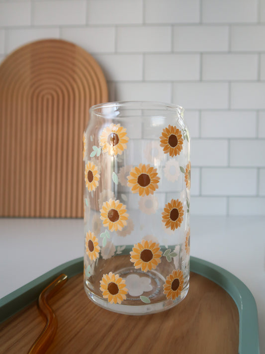 Sunflower Field Glass Cup