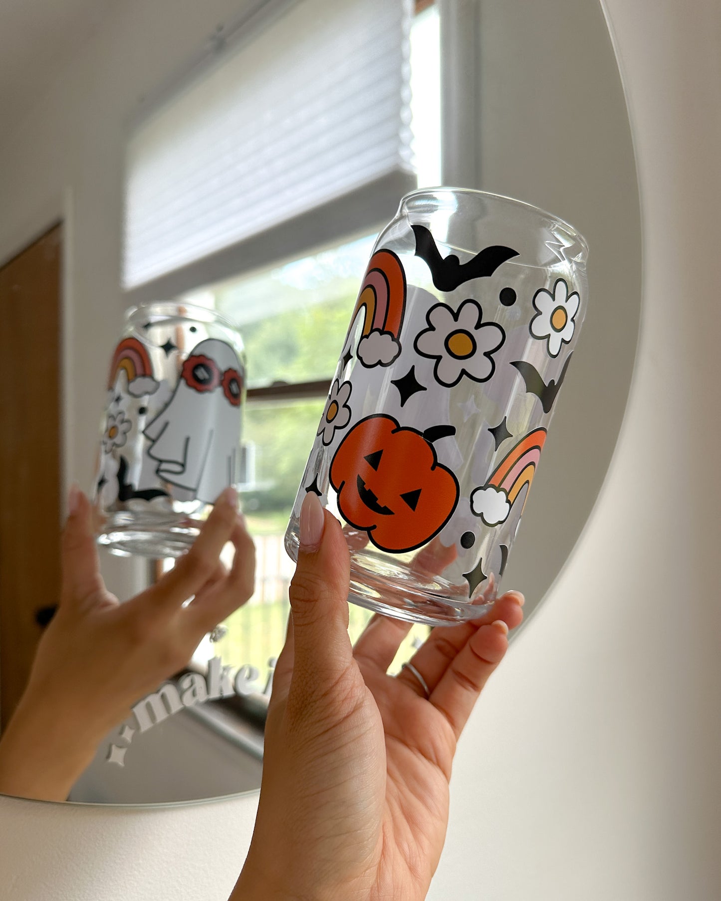 Groovy Ghost Fall Glass Cup