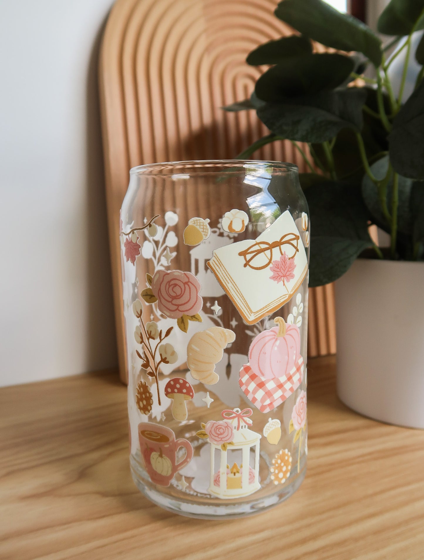 Cozy Fall Glass Cup
