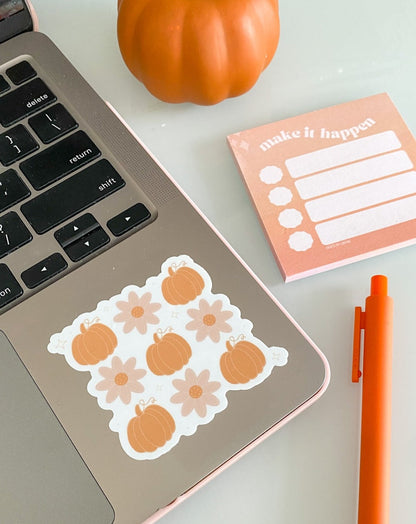 Pumpkin and Flower Pattern Fall Sticker