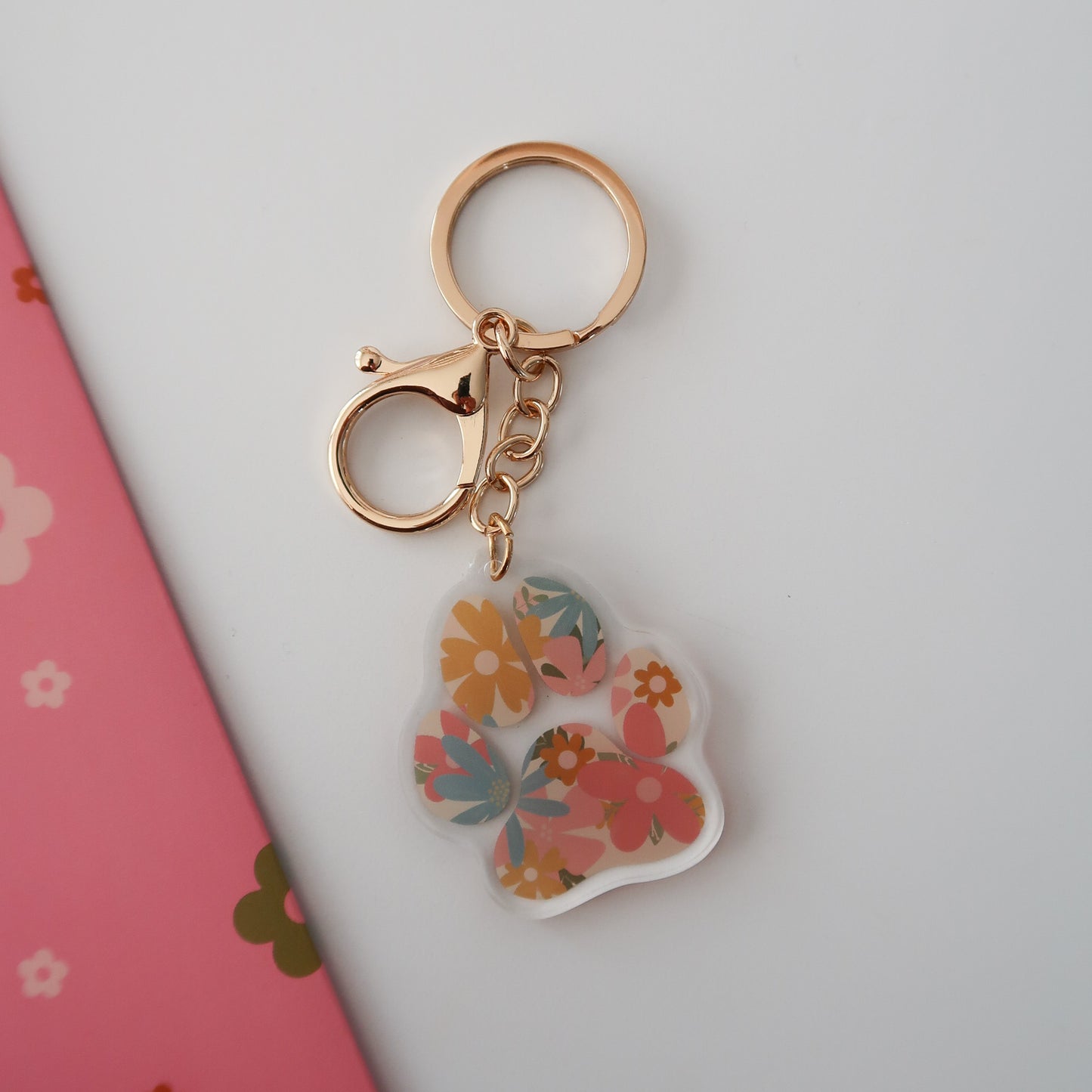 Floral Paw Keychain