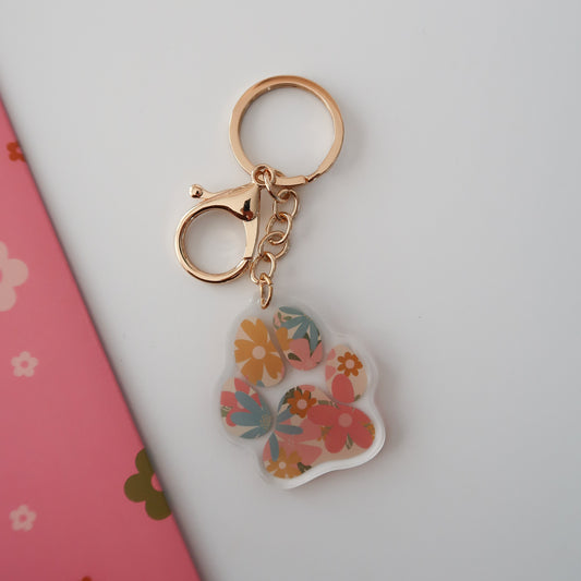 Floral Paw Keychain