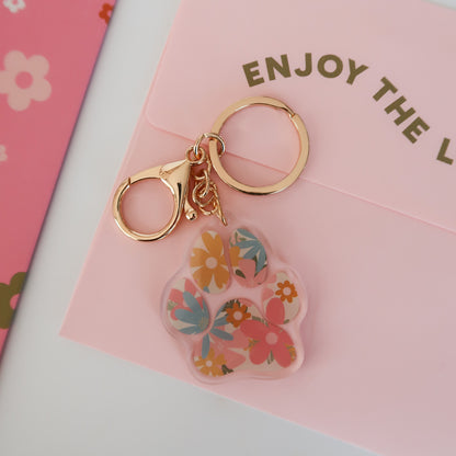 Floral Paw Keychain