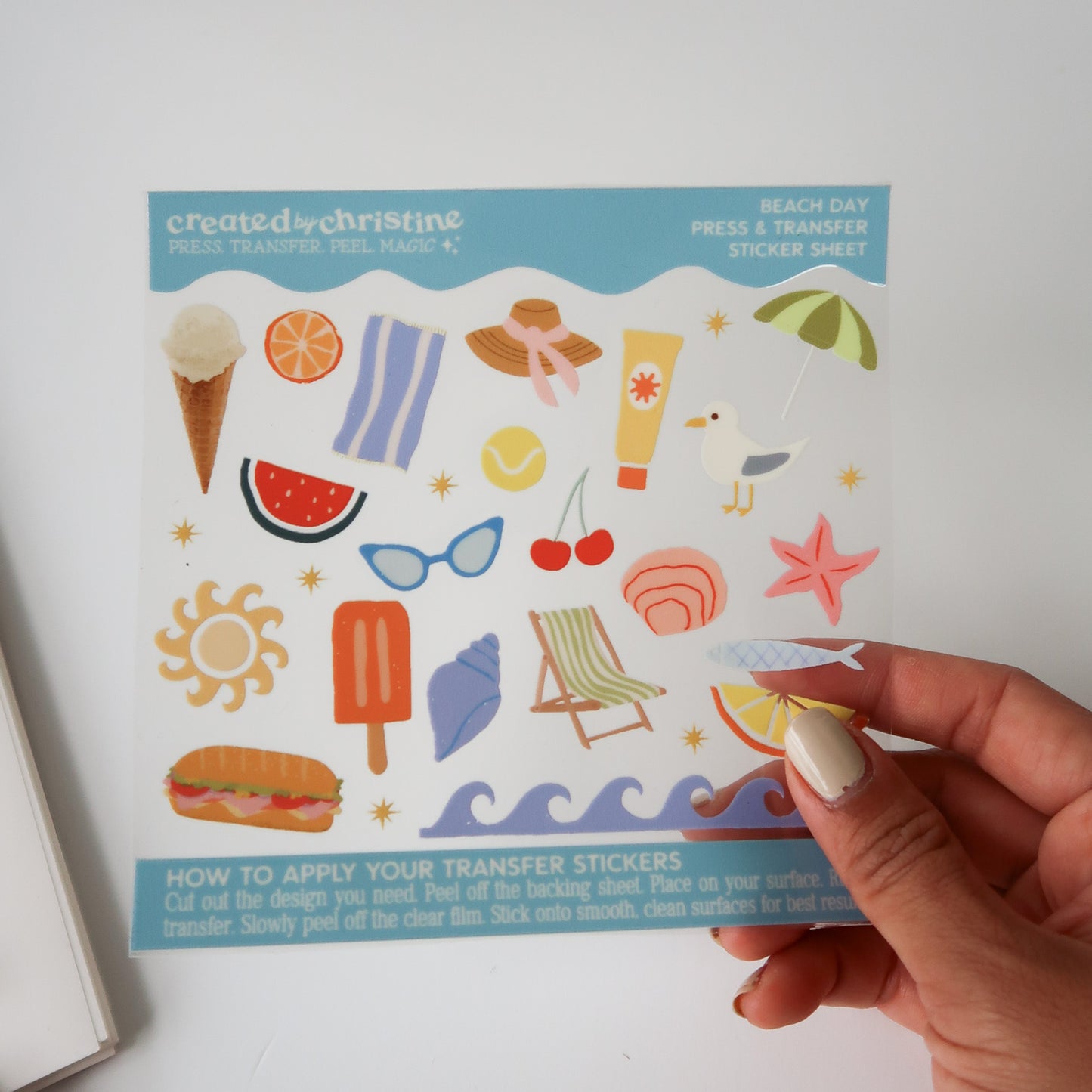 Beach Day Transfer Sticker Sheet