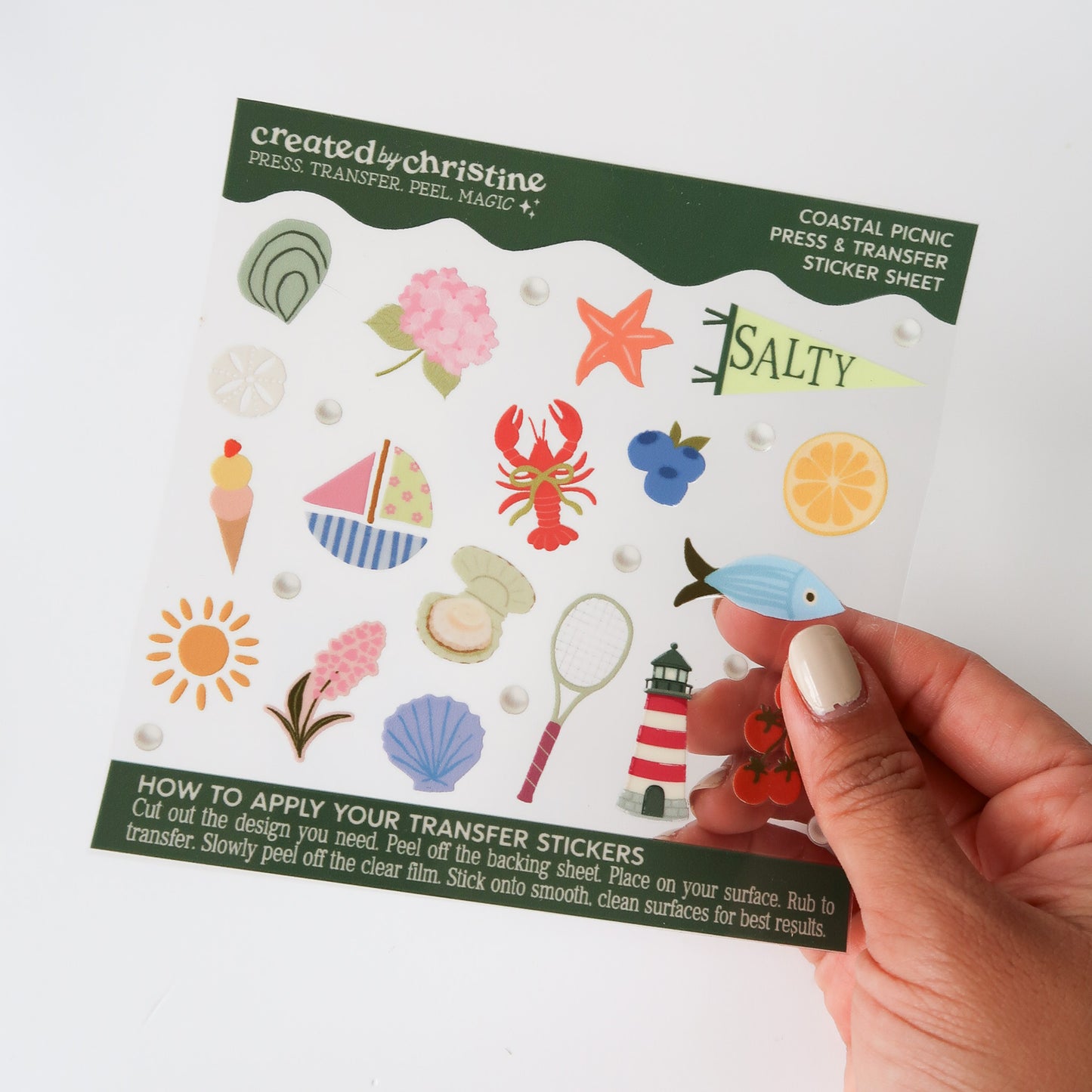 Coastal Picnic Transfer Sticker Sheet