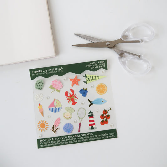 Coastal Picnic Transfer Sticker Sheet