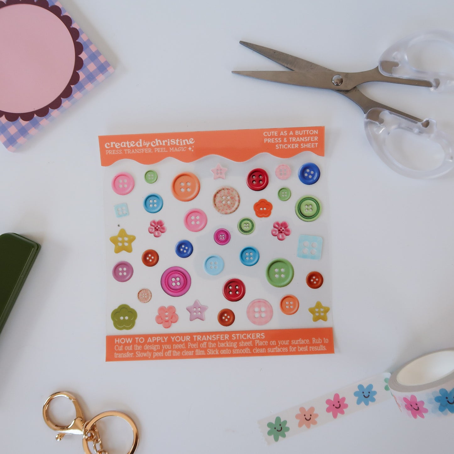 Cute As A Button Transfer Sticker Sheet