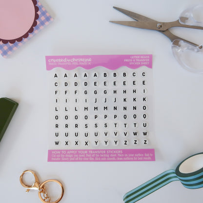 Letter Beads Transfer Sticker Sheet