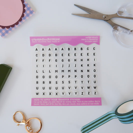 Letter Beads Transfer Sticker Sheet