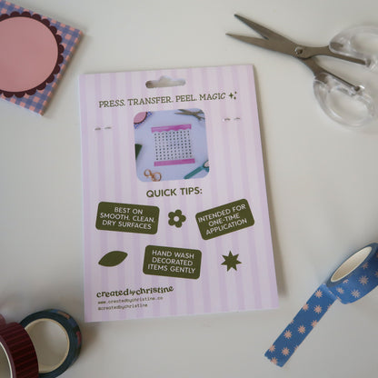 Letter Beads Transfer Sticker Sheet