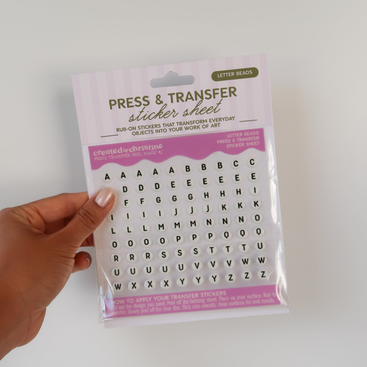 Letter Beads Transfer Sticker Sheet