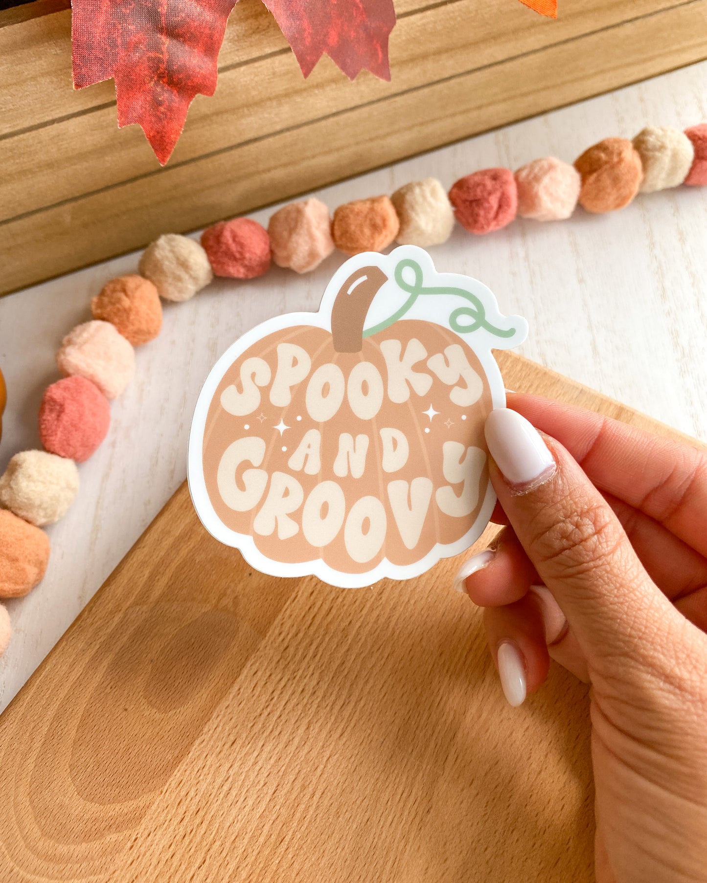Spooky and Groovy Pumpkin Fall Sticker