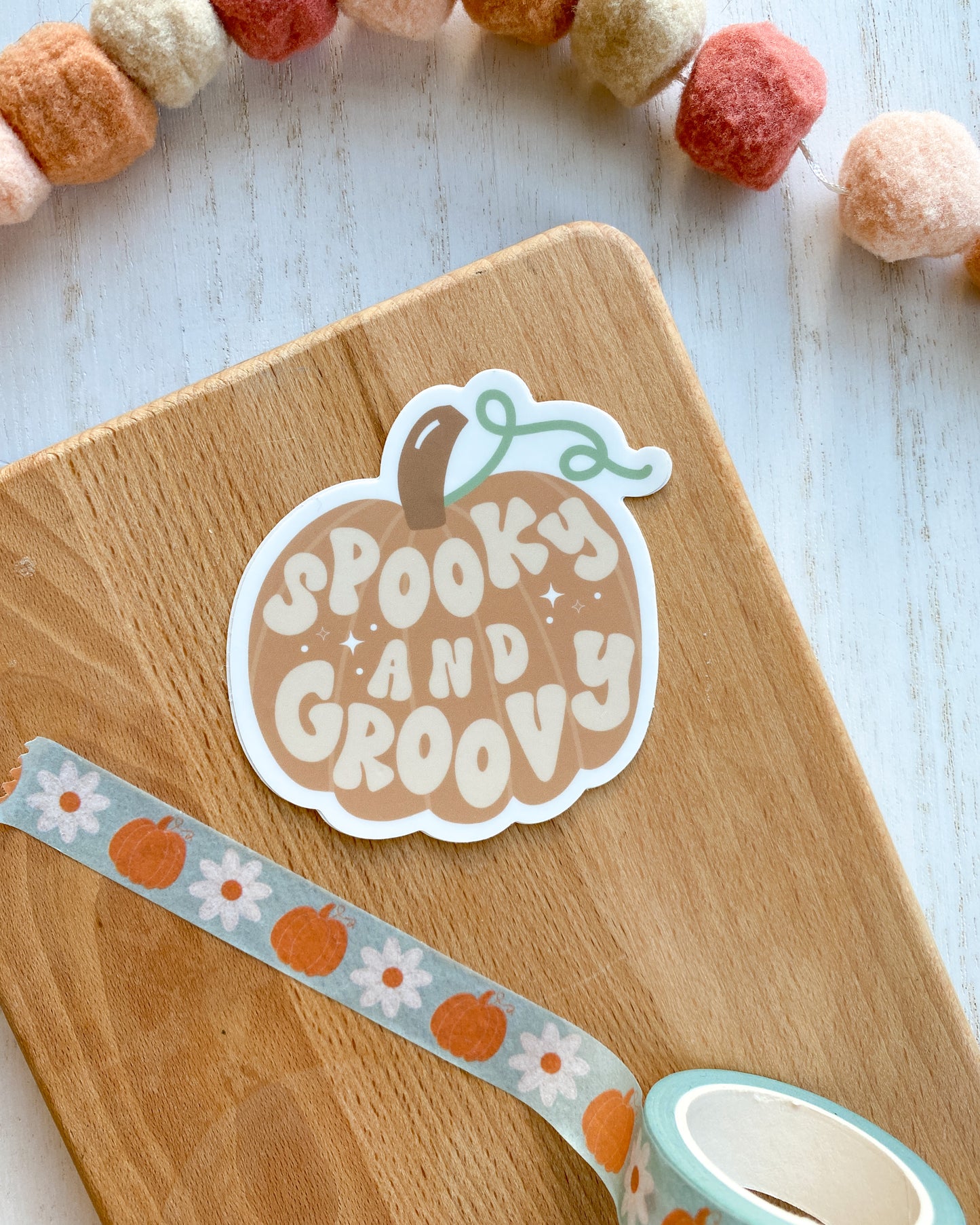 Spooky and Groovy Pumpkin Fall Sticker