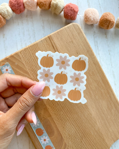 Pumpkin and Flower Pattern Fall Sticker