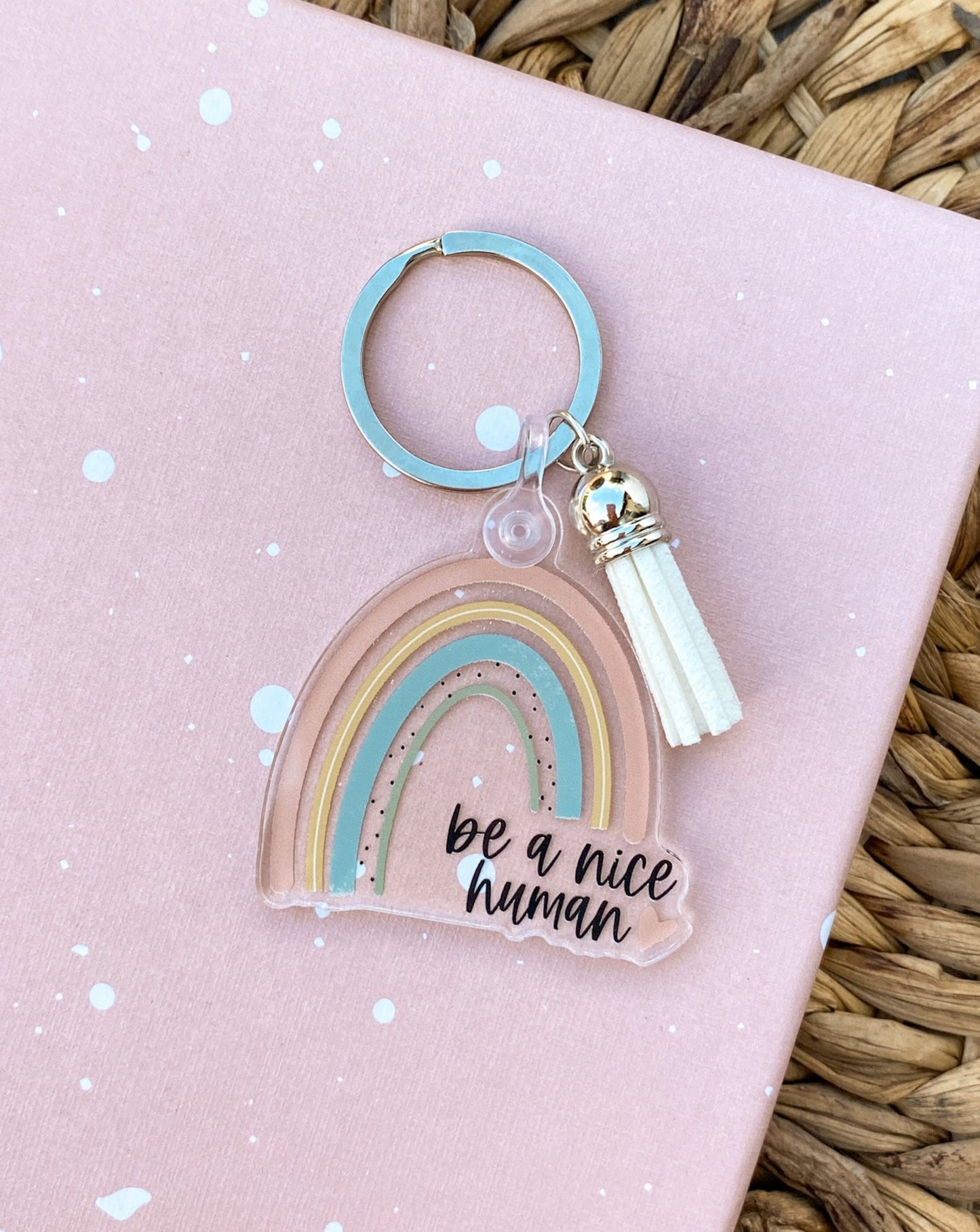 Be a Nice Human Rainbow Keychain