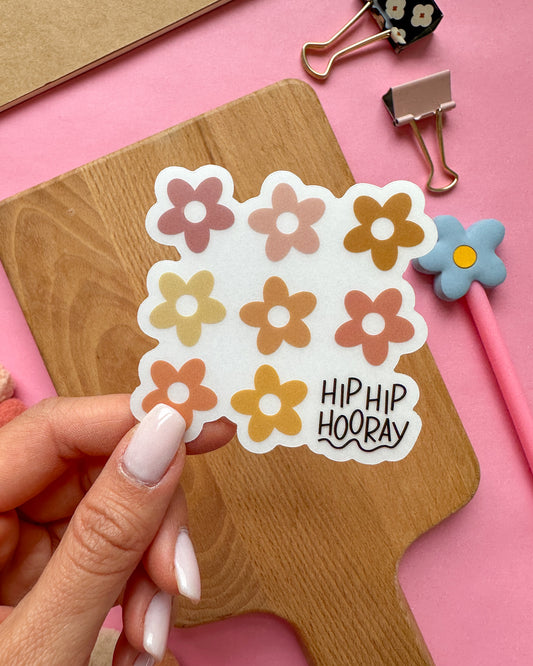 Hip Hip Hooray Flower Sticker