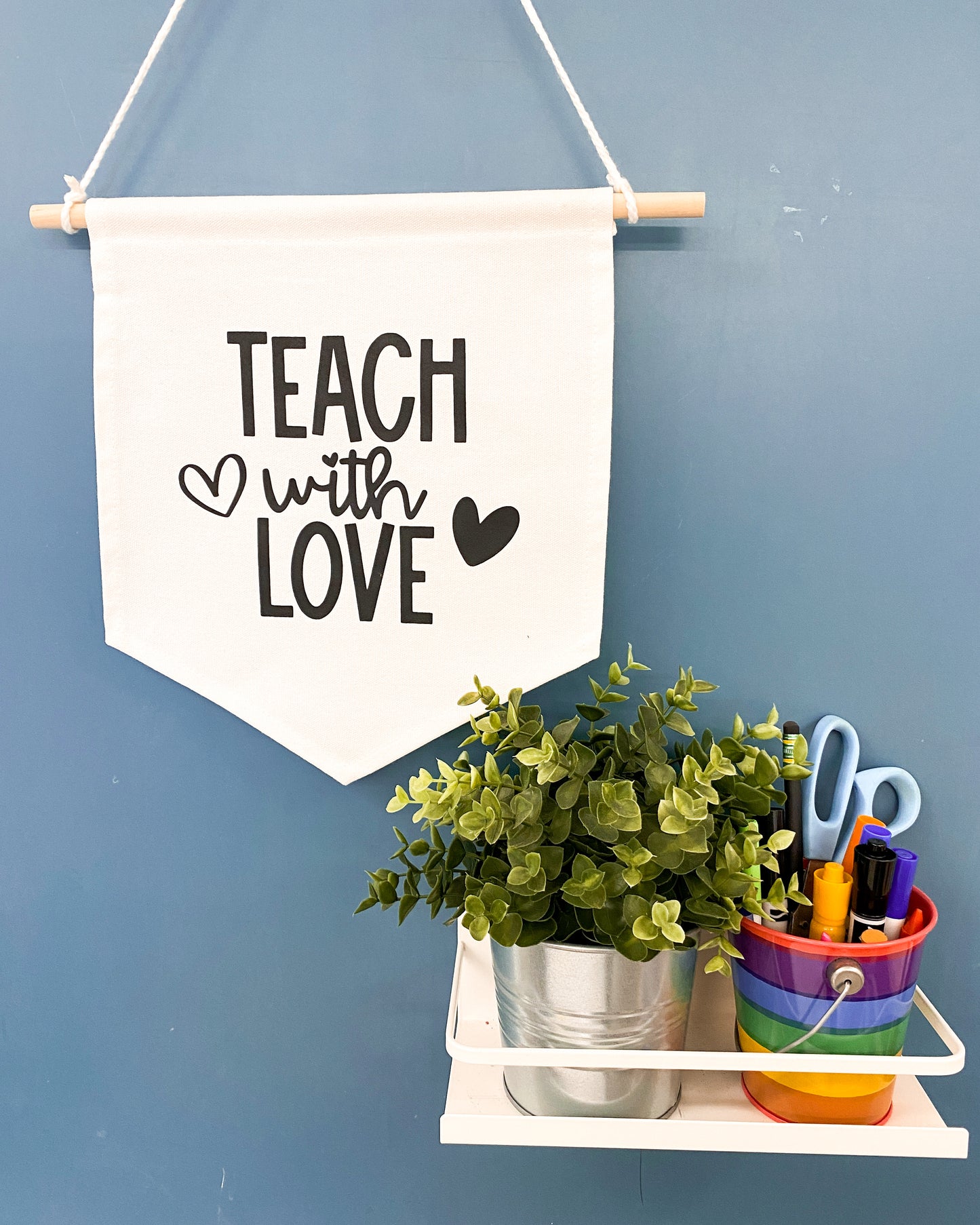 Teach With Love Teacher Classroom Banner | Door Hanger