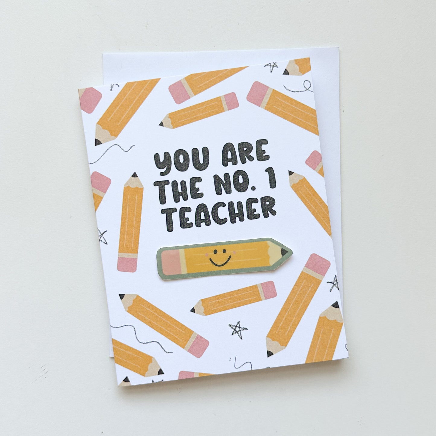 No. 1 Pencil Teacher Appreciation Greeting Sticker Card