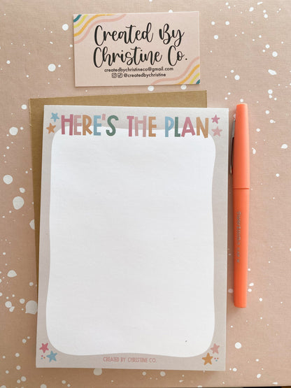 Here's The Plan Notepad