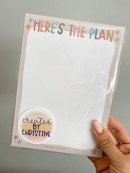 Here's The Plan Notepad